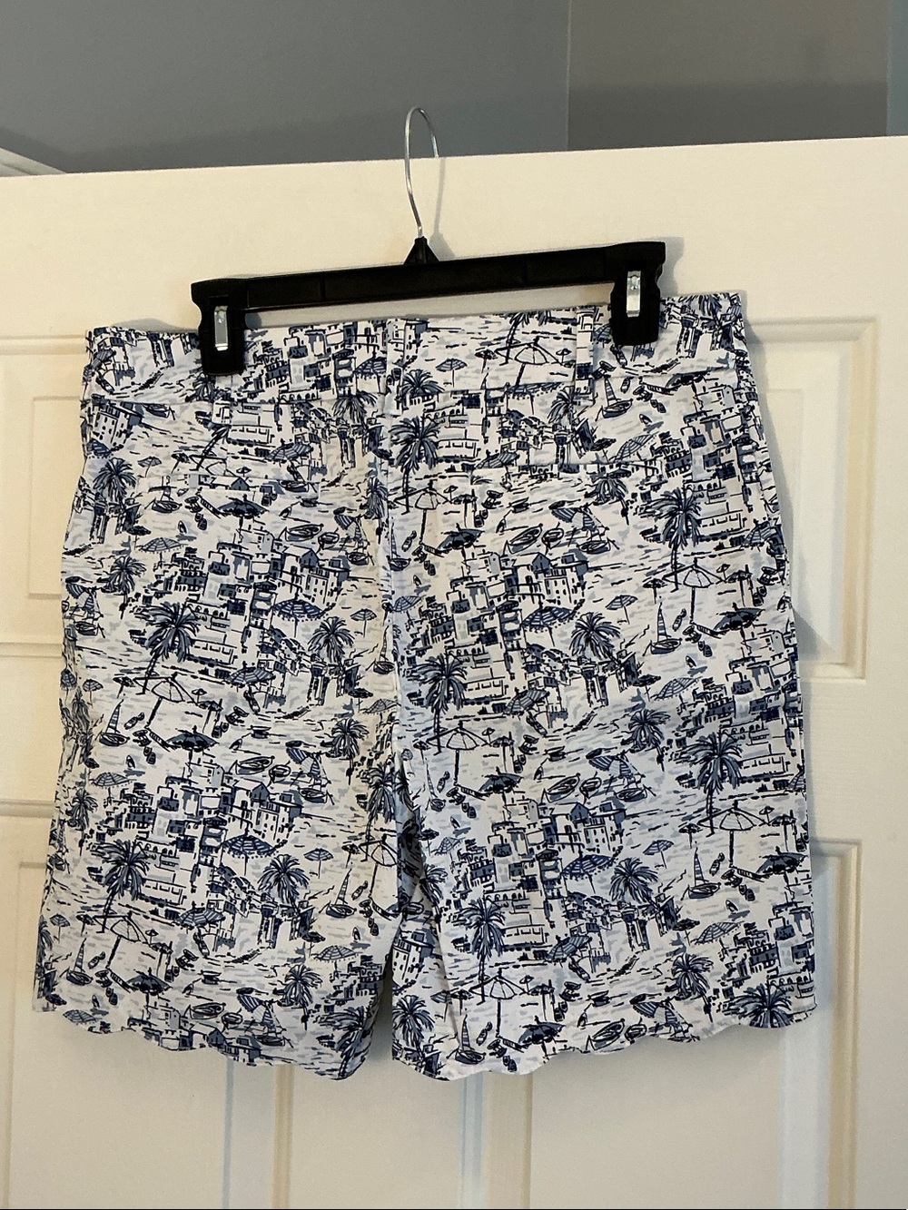 Talbots Outlet White and Navy Cotton 7” Shorts size 10 - Picture 2 of 11